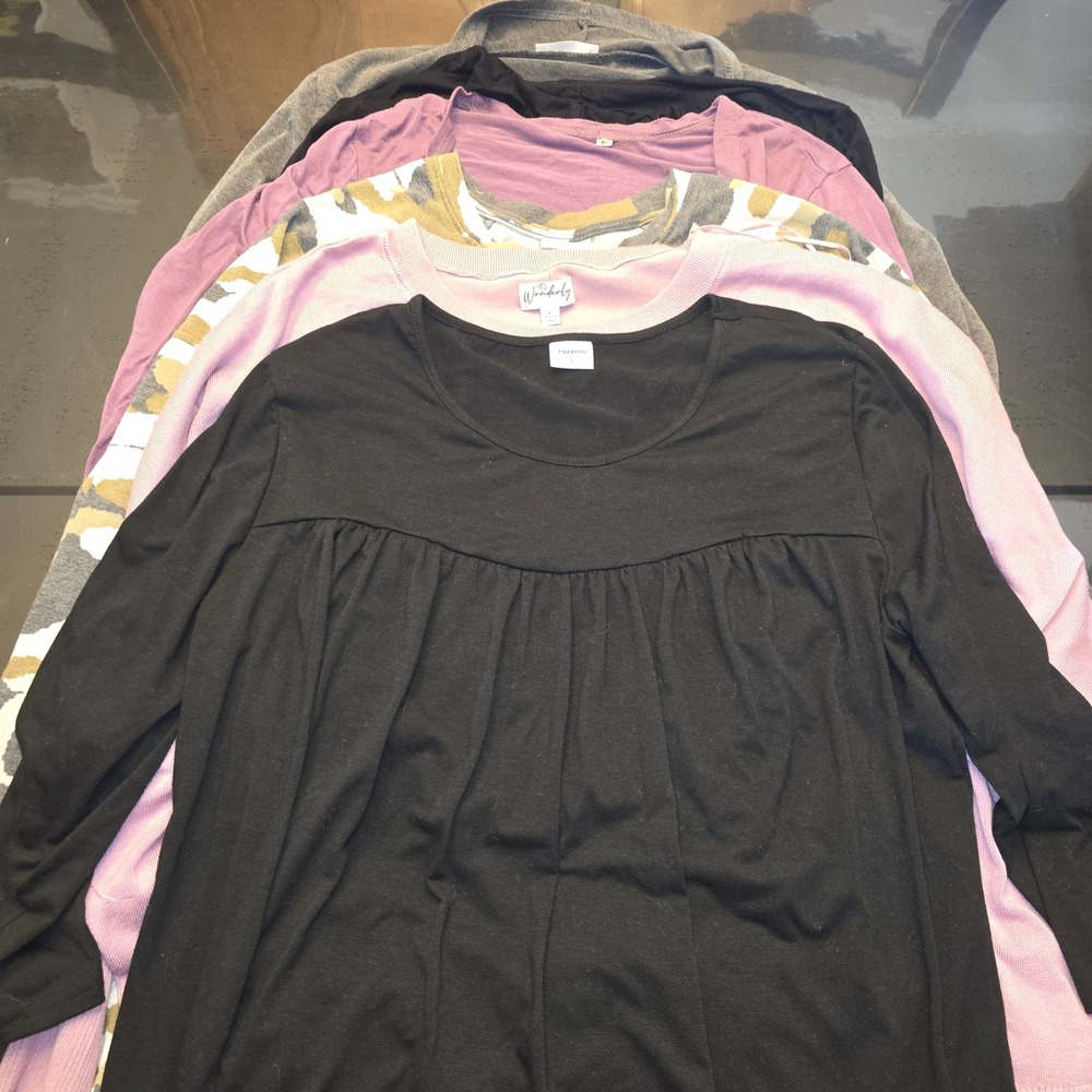 Lot of 6 Womens Long Sleeve Tops Size L Wonderly LuLaRoe Xieerduo Mixed Colors
